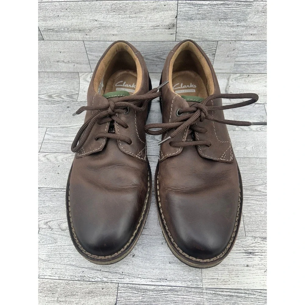 Clarks Edgewick Plain Men Dark Brown Leather Oxford Shoes Size‎ US 8M Ortholite